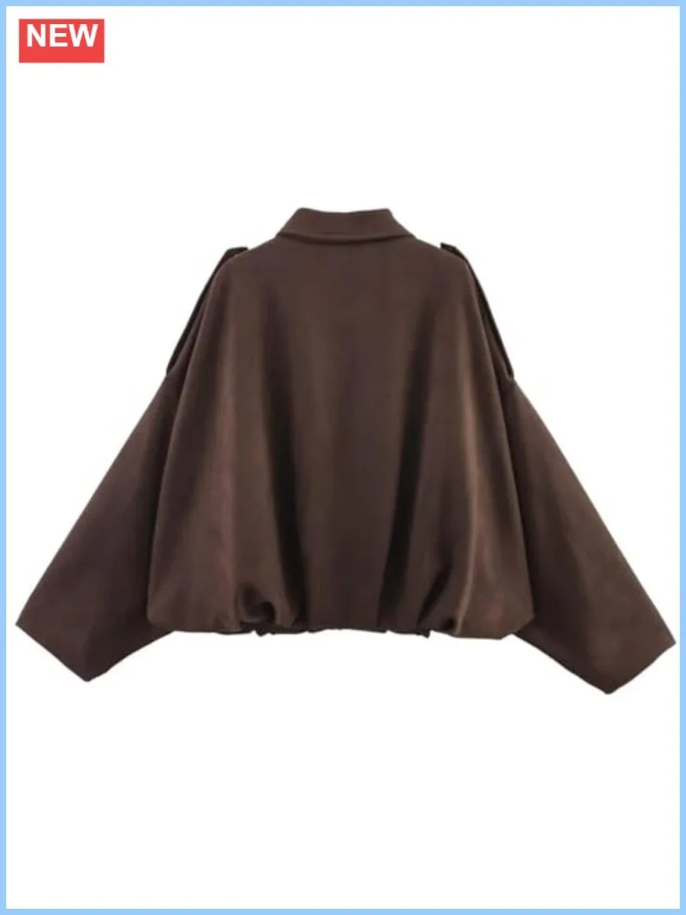 Faux Suede Oversized Cropped Bomber Jacket Women Batwing Streetwear